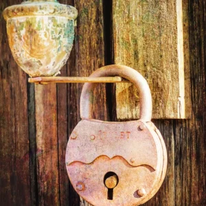 Padlock on Old Door